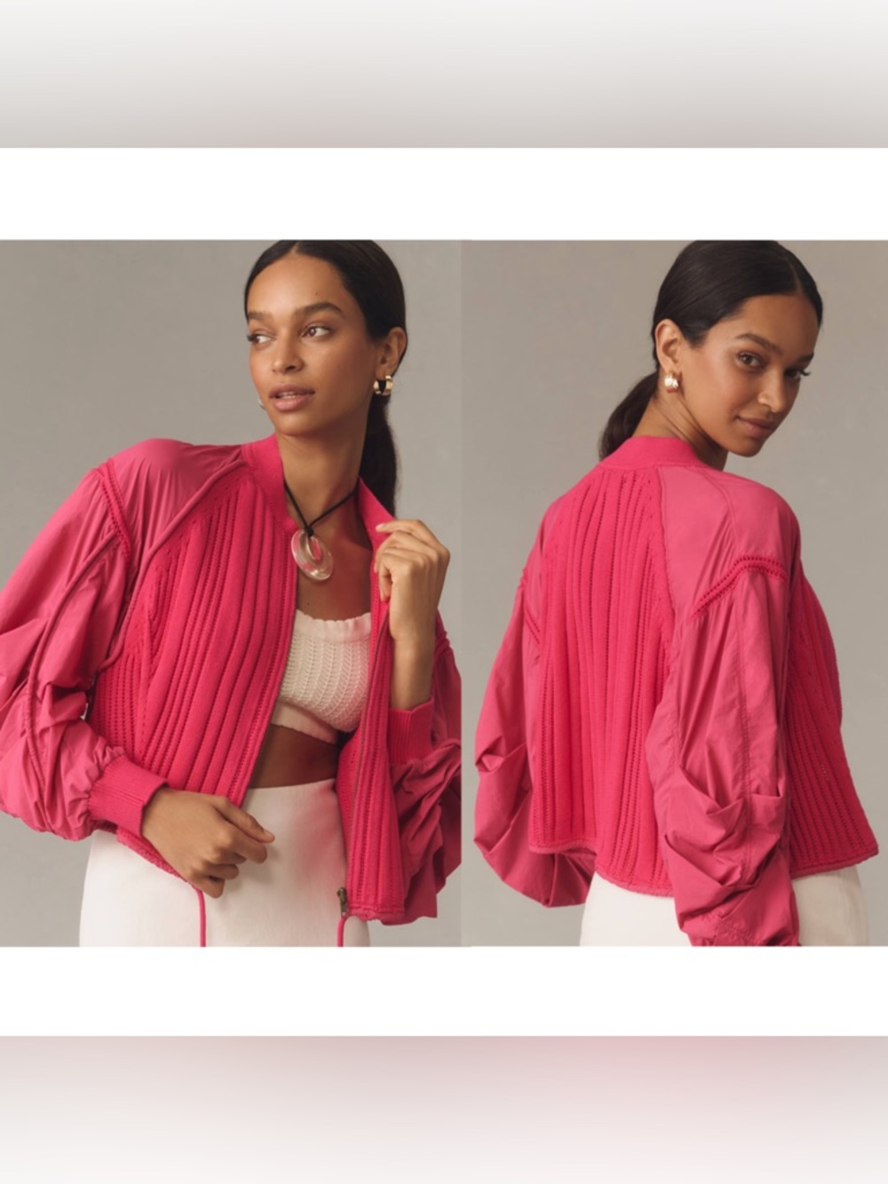 Sold Out Pilcro Anthropologie Parachute Hot Pink Cardigan Sweater XS Knit Chic